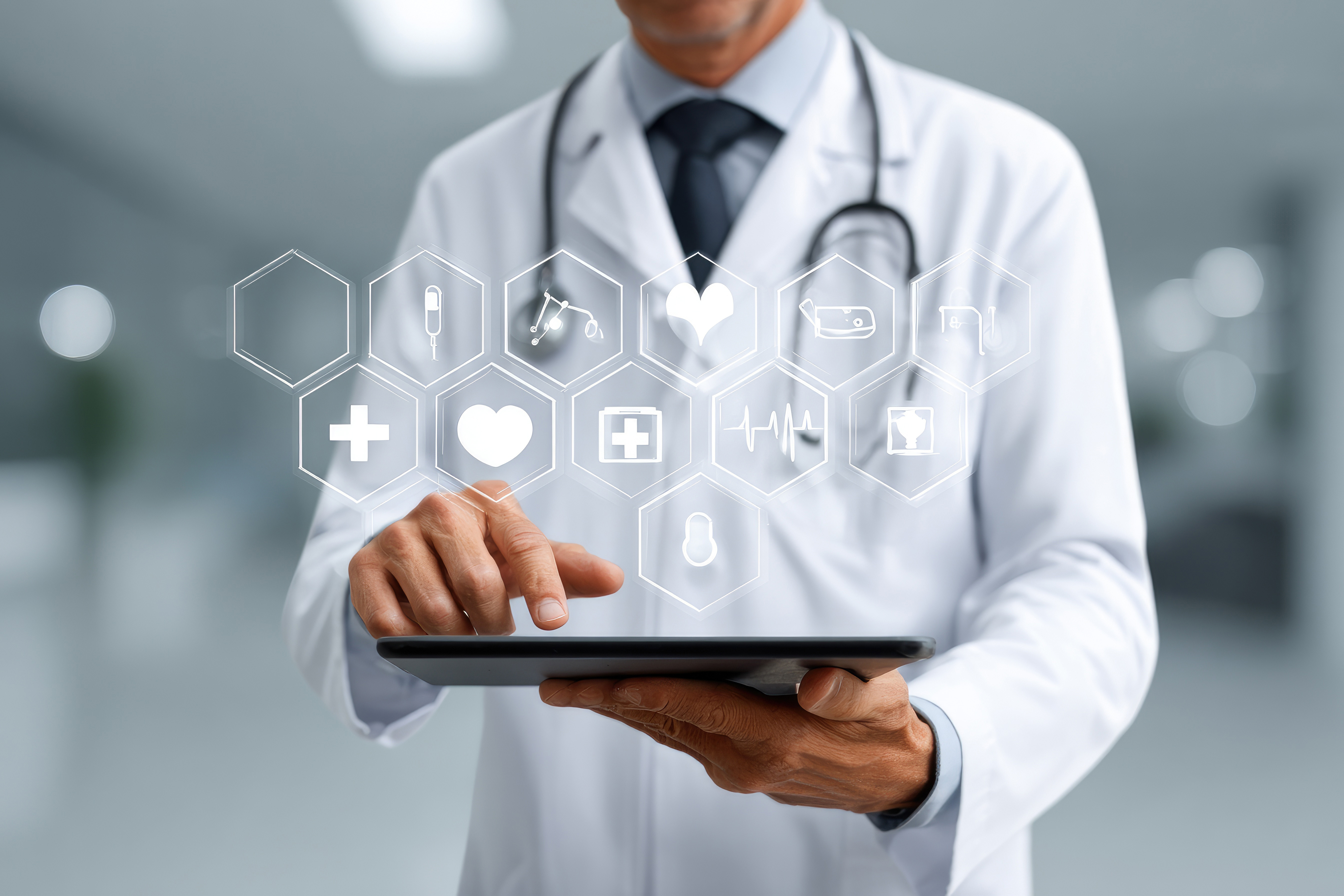 Doctor using a tablet