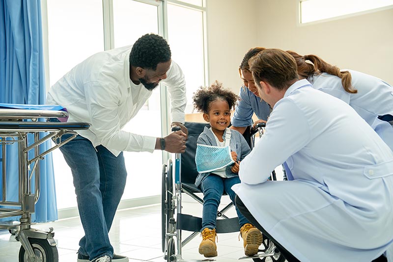 Patient receiving care from a medical professional