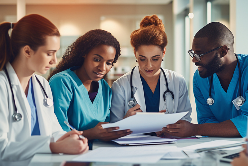 Clinicians reviewing value based payments